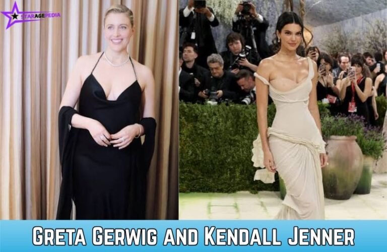 Greta Gerwig and Kendall Jenner side-by-side at separate red carpet events