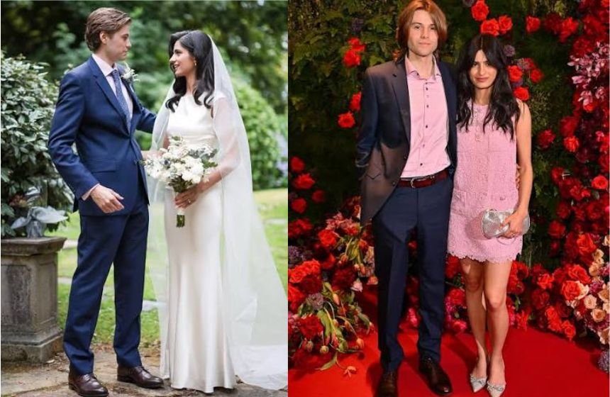 Hannah Khalique-Brown with her husband at wedding and event